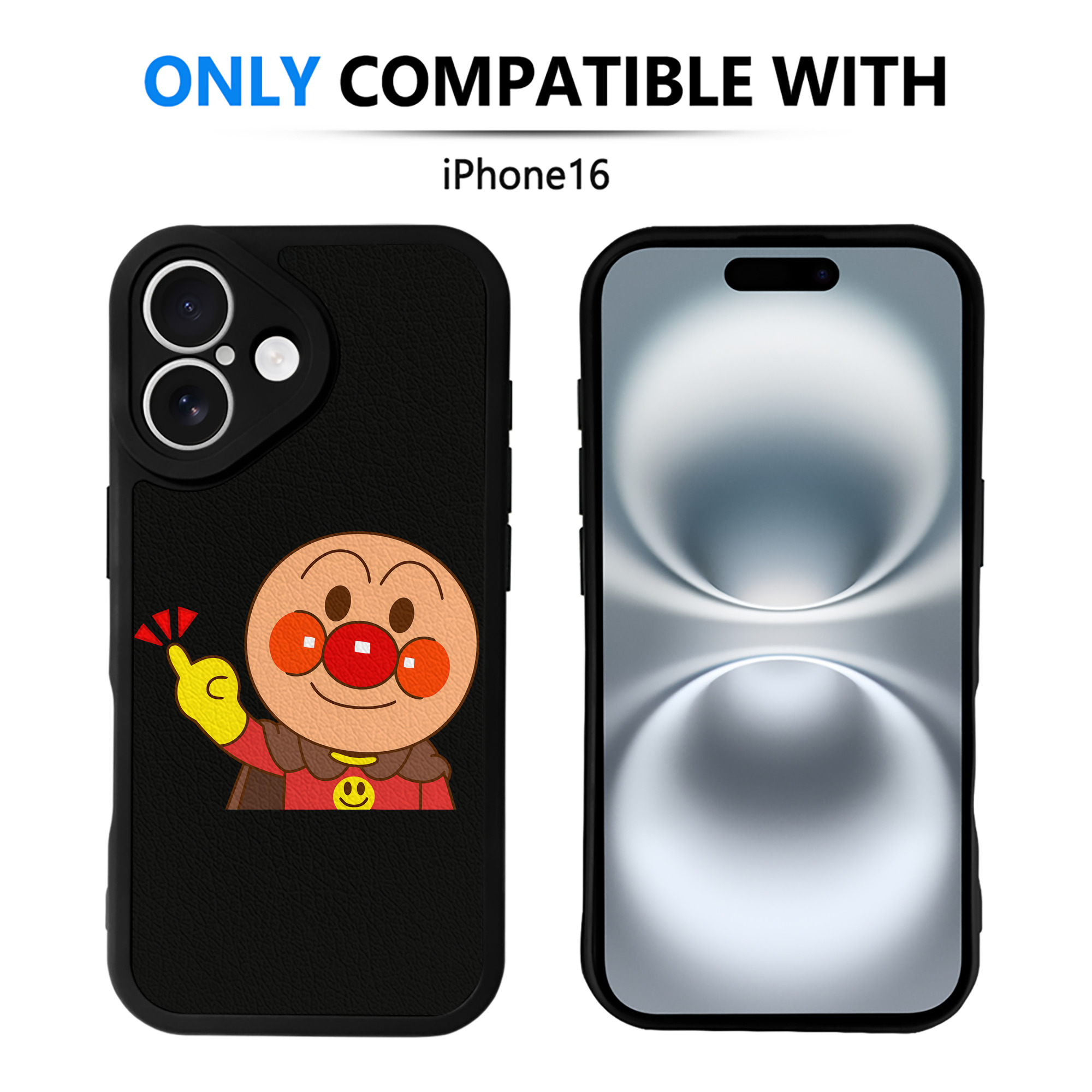 （画像用） アンパンマン Anpanman 【iPhone 16シリーズ対応】シリコンスマホケース（レザー調） 材質：シリコン